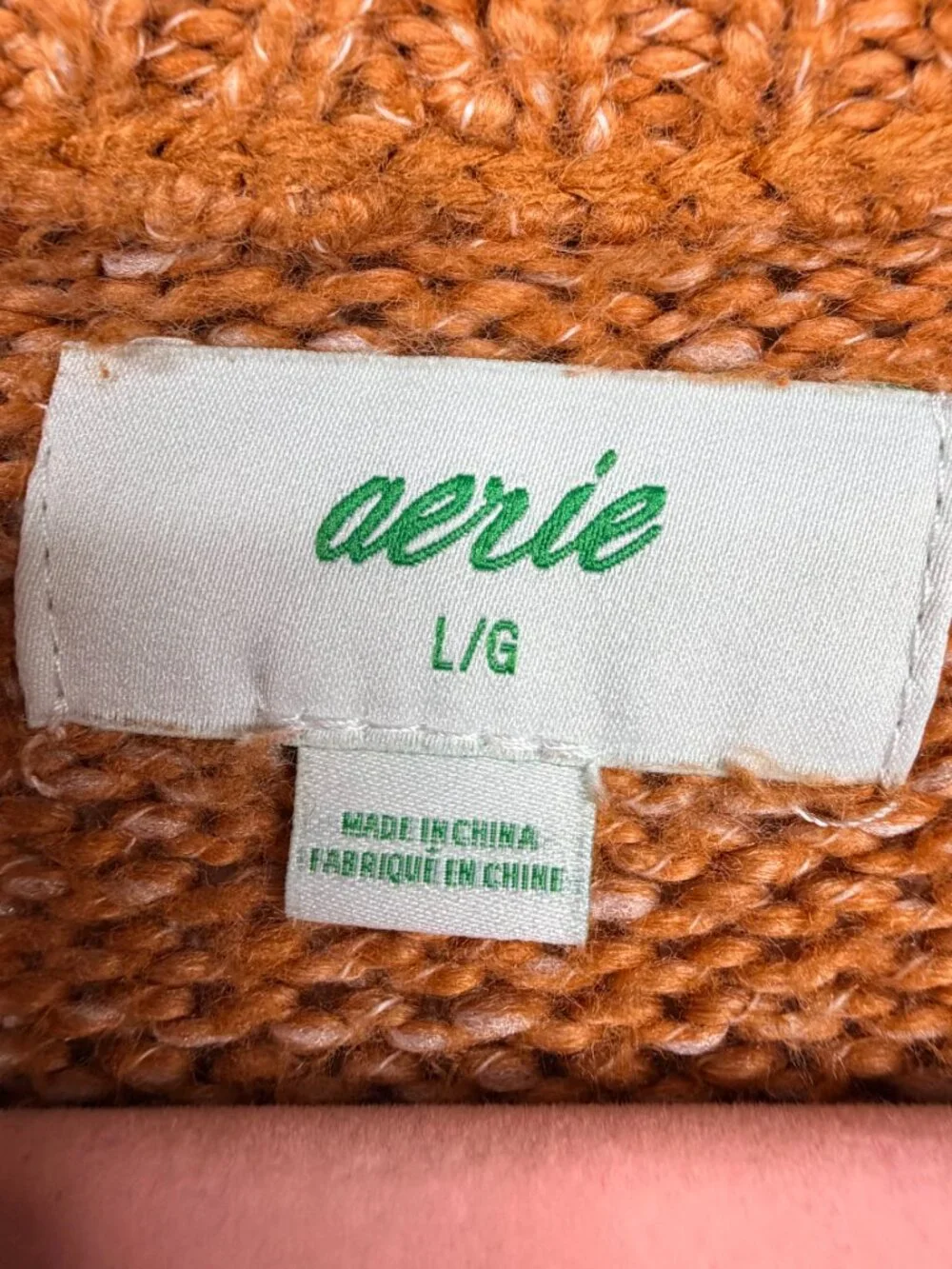 2/$30 Aerie Chunky Mock Neck Pullover Sweater Rust Orange Large #A3279
